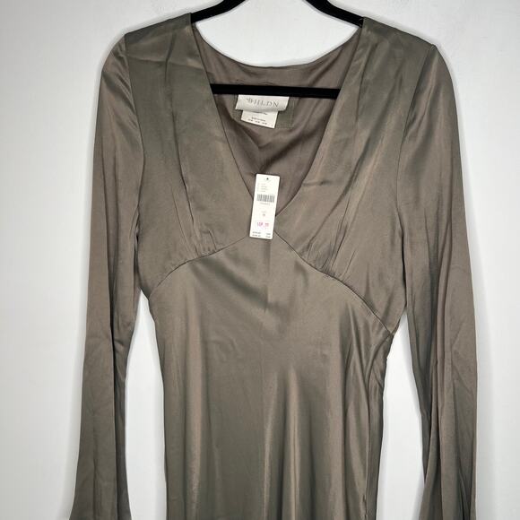 BHLDN Anthropologie Avani Olive Gown Maxi Dress Size M - Picture 7 of 8